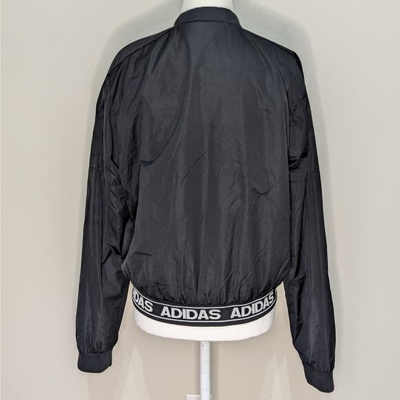 Adidas Sport ID Black Plush Lined Full Zip Bomber Jacket Juniors Size Medium - Picture 5 of 10